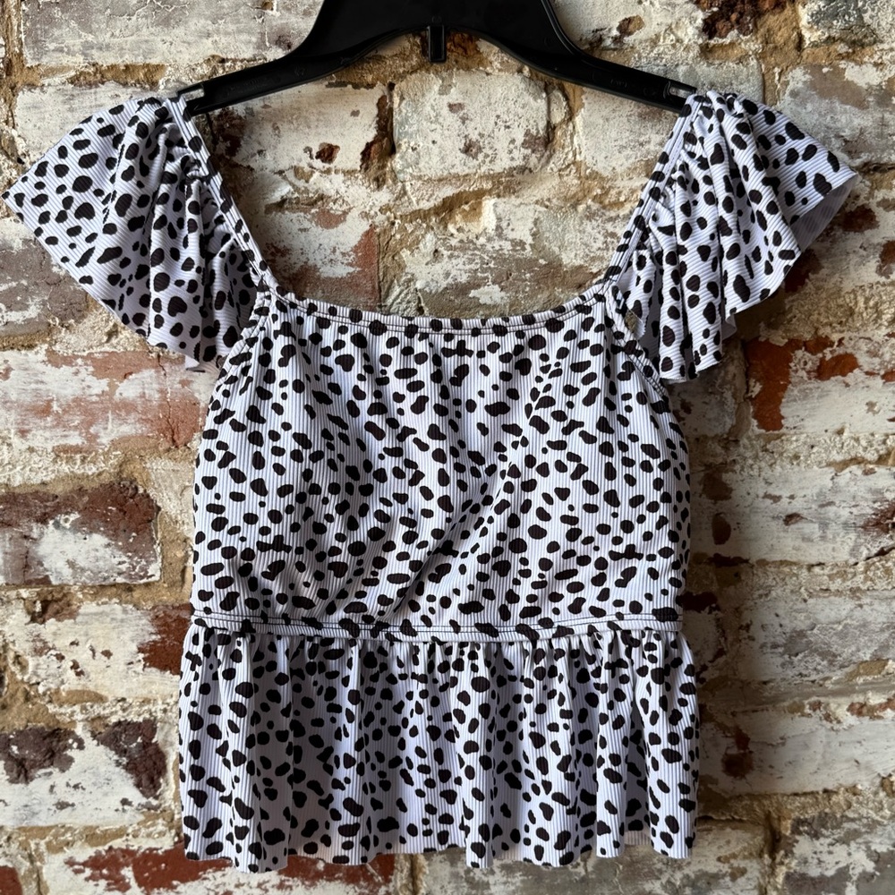 Black and White Polka Dot Women's Top